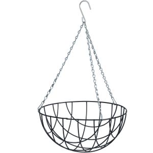 Hangende plantenbak metaaldraad donkergroen met ketting H13 x D25 cm - hanging basket