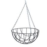 Hangende plantenbak metaaldraad grijs met ketting H17 x D35 cm - hanging basket