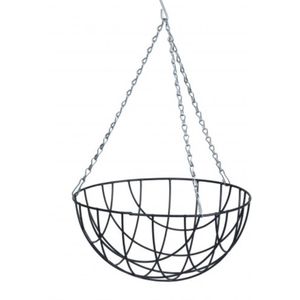 Hanging basket / plantenbak grijs met ketting 17 x 35 x 35 cm - metaaldraad - hangende bloemenmand - Plantenbakken