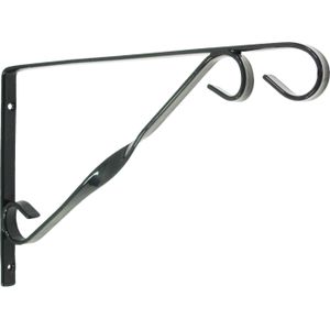 Muurhaak / plantenhaak voor hanging basket van verzinkt staal zwart 30 cm