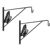 Nature Muurhaak / plantenhaak - antraciet - met vlinder - geplastificeerd verzinkt staal - 24 x 35 cm - hanging basket haak