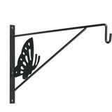 Nature Muurhaak / plantenhaak - antraciet - met vlinder - geplastificeerd verzinkt staal - 24 x 35 cm - hanging basket haak