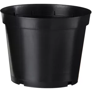 Bamworld Ronde Kunststof Plantenpot – 23 Cm, Met Afvoergaten En Schotel – Modern, Zwart, Geschikt Voor Binnen En Buiten