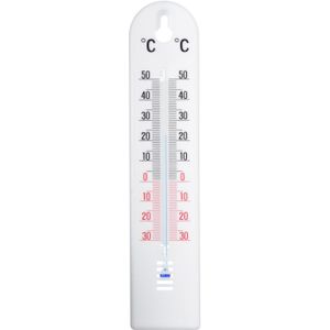 Binnen/buiten thermometer wit kunststof 5 x 20 cm - Buitenthemometers - Temperatuurmeters