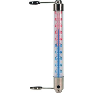 Buiten kozijnthermometer transparant van metaal 2.5 x 20 cm -buitenthemometers - Temperatuurmeters