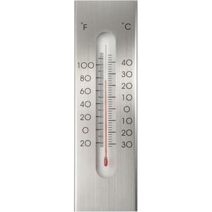 <p>Deze aluminium wandthermometer van Nature is uitermate geschikt voor gebruik buitenshuis. De thermometer is een aluminium buitenthermometer voor aan de wand. Hij is gemakkelijk te lezen en heeft een temperatuurbereik van -30 °C tot +40 °C; -20 °F tot +100 °F.</p>
<ul>
  <li>Kleur: grijs</li>
  <li>Materiaal: aluminium</li>
  <li>Afmetingen: 7 x 1 x 23 cm (L x B x H)</li>
  <li>Temperatuurweergavebereik: -30 °C tot +40 °C; -20 °F tot +100 °F</li>
  <li>Makkelijk af te lezen</li>
  <li>Voor buitengebruik</li>
</ul>