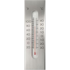 Nature Wandthermometer 7x1x23 cm Aluminium - Beschrijvende Merk Wandthermometer