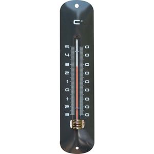 Binnen/buiten thermometer grijs van metaal 6.5 x 30 cm -Binnen/buitenthemometers - Temperatuurmeters