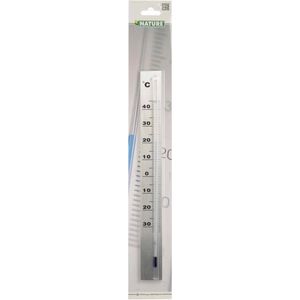 <p>Deze aluminium wandthermometer van Nature is geschikt voor gebruik buitenshuis. Hij is speciaal ontworpen om aan de wand te bevestigen en is gemaakt van duurzaam aluminium. Met een temperatuurbereik van -30 °C tot +40 °C kun je altijd de actuele buitentemperatuur aflezen.</p>
<p>De thermometer heeft een neutrale grijze kleur en is voorzien van duidelijke markeringen, waardoor hij gemakkelijk af te lezen is. Of het nu vriest of juist tropisch warm is, je kunt altijd snel en eenvoudig de temperatuur buiten controleren.</p>
<p>De afmetingen van de thermometer zijn 3,8 x 0,6 x 37 cm (L x B x H), waardoor hij niet te groot is en niet te veel ruimte inneemt aan de wand. Hij is geschikt voor buitengebruik en kan dus zonder problemen het hele jaar door buiten blijven hangen.</p>
<ul>
  <li>Kleur: grijs</li>
  <li>Materiaal: aluminium</li>
  <li>Afmetingen: 3,8 x 0,6 x 37 cm (L x B x H)</li>
  <li>Temperatuurweergavebereik: -30 °C tot +40 °C</li>
  <li>Makkelijk af te lezen</li>
  <li>Voor buitengebruik</li>
</ul>
<p>Met deze aluminium wandthermometer van Nature heb je altijd de actuele buitentemperatuur bij de hand. Hij is duurzaam, gemakkelijk af te lezen en geschikt voor buitengebruik. Hang hem aan de wand en je bent altijd op de hoogte van de temperatuur buiten.</p>