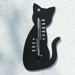 Nature Wandthermometer Kat Zwart - Accurate Temperatuurmeting voor Binnen en Buiten