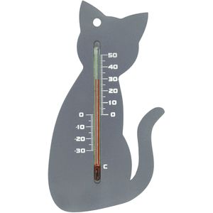 Nature Muurthermometer Kat Grijs