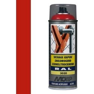 Motip industrial acryllak hoogglans RAL 3020 verkeersrood - 400 ml.