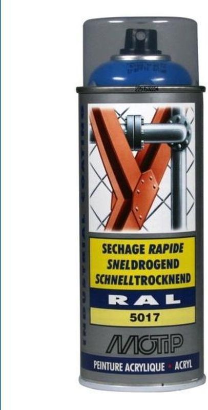 Motip industrial acryllak hoogglans RAL 5017 verkeersblauw - 400 ml.