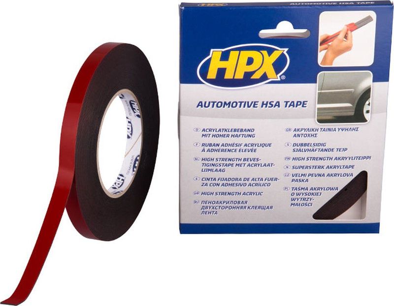 HPX - High Strength Acrylic 3200 - Dubbelzijdige Acryltape - Antraciet - 12 mm x 10 m