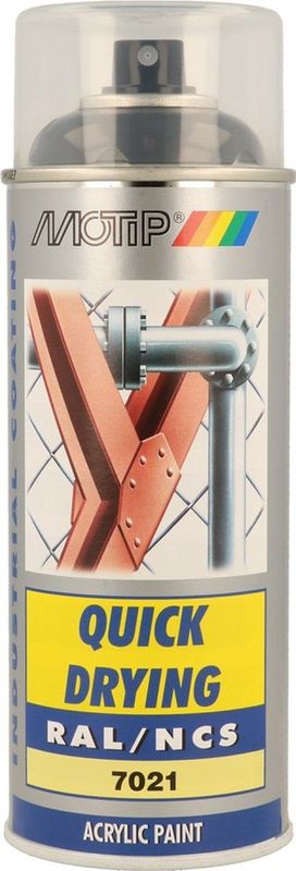 Motip industrial acryllak hoogglans RAL 7021 zwart grijs