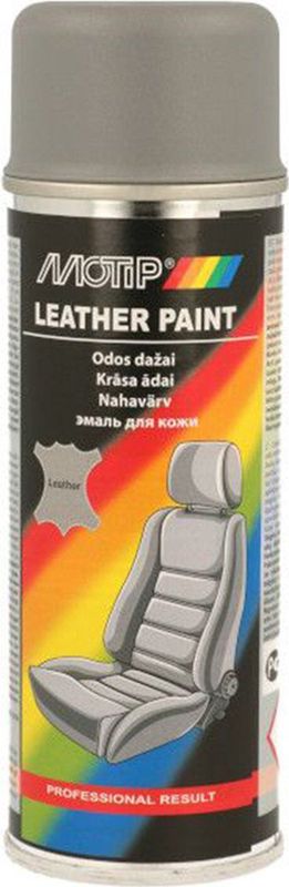 MoTip Leerverf - Grijs - Spuitbus 200ml - Sneldrogend - Professionele kwaliteit