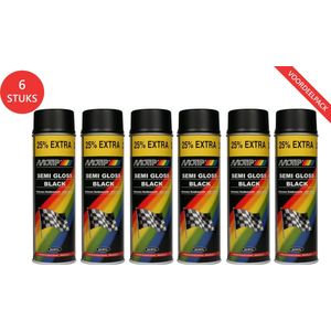 Motip acryllak zijdeglans zwart - spuitlak - sneldrogend - hout, metaal, glas & kunststof - 6 x 500 ml