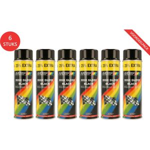Motip acryllak hoogglans zwart - spuitlak - sneldrogend - hout, metaal, glas & kunststof - 6 x 500 ml
