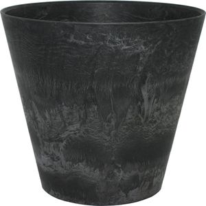 Steege Plantenpot/bloempot - natuursteen look - zwart - D22 x H 20 cm