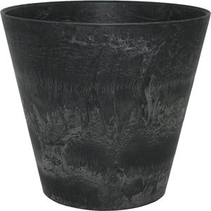 Steege Plantenpot/bloempot - natuursteen look - zwart - D17 x H 24 cm