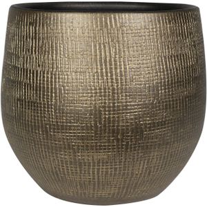 Steege Plantenpot/bloempot - keramiek - metal goud - 27 x 28 cm