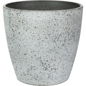 Bloempot/plantenpot - buiten - betongrijs - D19 en H15 cm - kunststof/steenmix - Plantenpotten