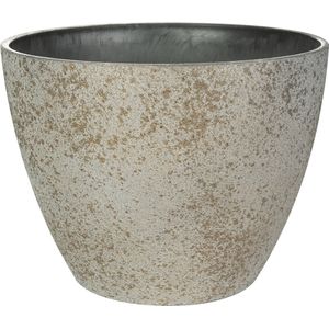 Ter Steege Bloempot/plantenpot - buiten/binnen - beige/goud - D43/H33 cm - kunststof/steenmix