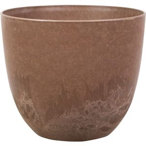 Plantenpot/bloempot in een natuursteen look Dia 23 cm en Hoogte 20 cm terra cotta