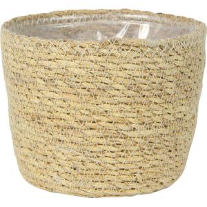 Steege Plantenmand - zeegras - rotan - beige - 15 x 12 cm - plastic binnenkant