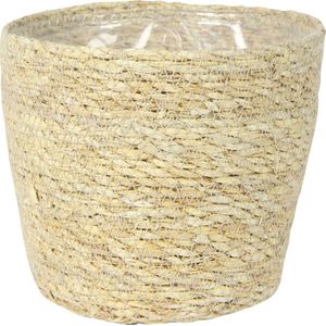 Ter Steege Plantenpot - beige - gevlochten zeegras - 18 x 16 cm