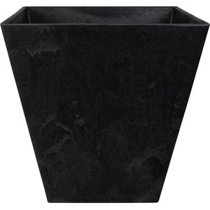 Bloempot/plantenpot gerecycled kunststof/steenpoeder zwart dia 35 cm en hoogte 35 cm - Binnen en buiten gebruik