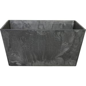 Ter Stege Plantenbak - kunststof met steenpoeder - zwart - 30 x 14 cm