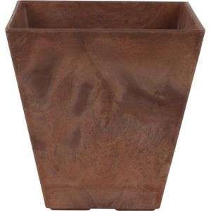 Bloempot/plantenpot gerecycled kunststof/steenpoeder terra bruin dia 20 cm en hoogte 20 cm - Binnen en buiten gebruik