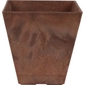 Bloempot/plantenpot - vierkant - gerecycled kunststof - terra bruin - D20 en H20 cm - Plantenbakken