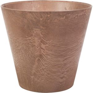 Plantenpot/bloempot tijdloze natuursteen look Dia 32 cm en Hoogte 29 cm in het Artstone dark terra cotta voor binnen/buiten