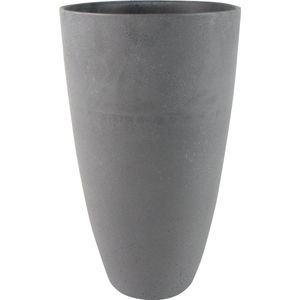 Hoge bloempot/plantenpot vaas gerecycled kunststof/steenpoeder donkergrijs dia 29 cm en hoogte 50 cm - Binnen en buiten