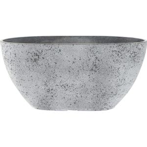 Bloempot/plantenpot balkonbak van gerecycled kunststof beton grijs D36 x 16 en H16 cm - Plantenpotten