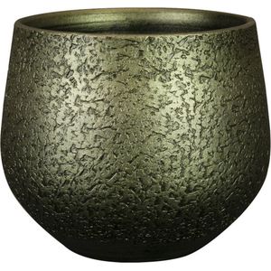 Steege Plantenpot/Bloempot - Keramiek - Metallic Donkergroen/Touch Of Gold - D23/H20 cm
