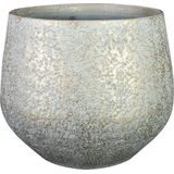 Plantenpot - keramiek - metallic zilvergrijs/gold finish -23x20cm - Plantenpotten