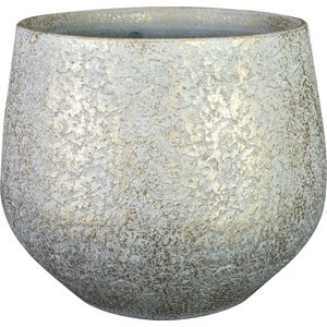 Plantenpot - keramiek - metallic zilvergrijs/gold finish -23x20cm - Plantenpotten