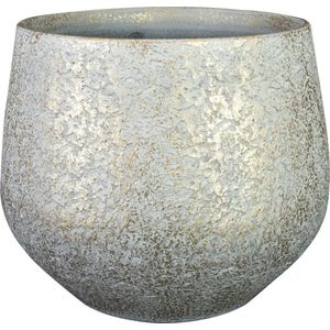 Steege Plantenpot/bloempot - keramiek - metallic zilvergrijs/touch of gold - D23/H20 cm