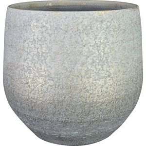 Steege Plantenpot/bloempot - keramiek - metallic zilvergrijs/touch of gold - D32/H30 cm