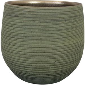 Ter Steege Plantenpot - keramiek - donkergroen - stripes relief - D31/H28 cm