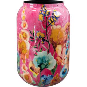 TS Collection - Bloempot hoog Fiesta fuchsia - 46x62 - Metaal & Epoxy - Exclusieve woonitems voor binnen - Handgemaakt - Unieke print - Designed by Lammie