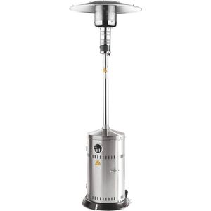 HENDI Krachtige terrasverwarmer – 12,5kW – ⌀770x(H)2200mm – roestvrij staal – met wieltjes en omvalbeveiliging
