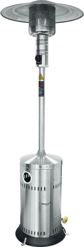 HENDI Krachtige terrasverwarmer - 12,5kW - ⌀770x(H)2200mm - roestvrij staal - met wieltjes en omvalbeveiliging