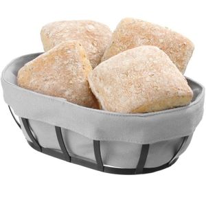 Hendi Broodmand met Zak - Vierkant Broodmandje Stof - Luxe Broodmandje met Binnenvoering - 19x19x(H)10cm