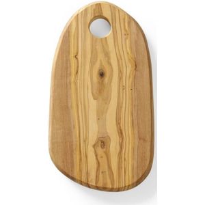 HENDI Tapasplank, serveerplank, gemaakt van olijfhout, houten plank, ontbijtplank, steakplank, kaasplank, keukenplank, snijplank, met gat, ca. 250x165x(H)18mm
