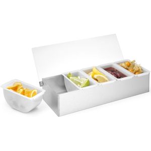 BarUp Bar Garneerunit met 5 Bakjes - Cocktail Ingrediëntenbak - 37,5x14x(H)9cm