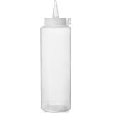 HENDI Squeeze fles, transparant, 0,35L, saus dispenser, saus fles, knijpfles, lekvrij, herbruikbaar, ketchup, mosterd, olijfolie, ø55x(H)205mm, polyethyleen